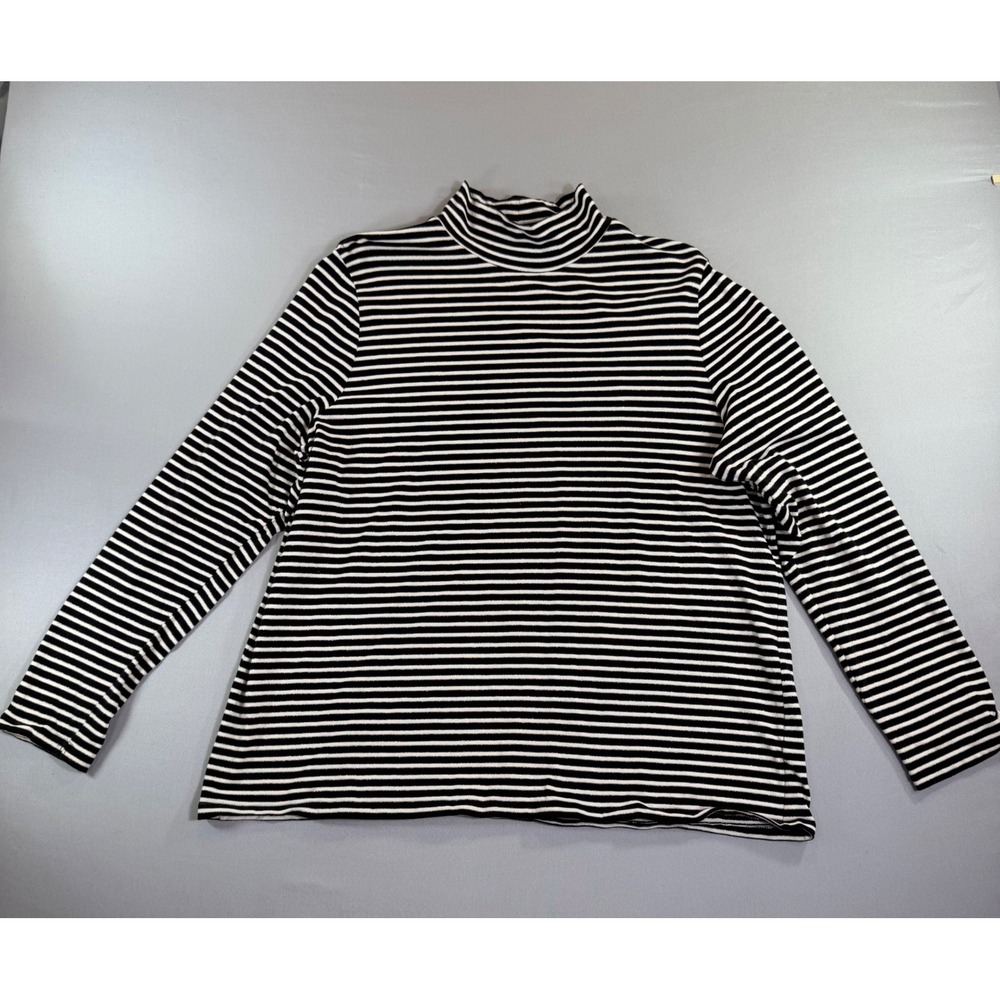 Talbots Top Womens 2X Striped Mock Neck Parisian Chic Old Money Classic Preppy